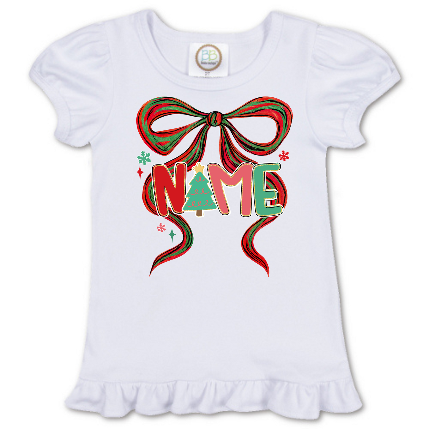 Christmas Custom Name Ruffle Tee🎄