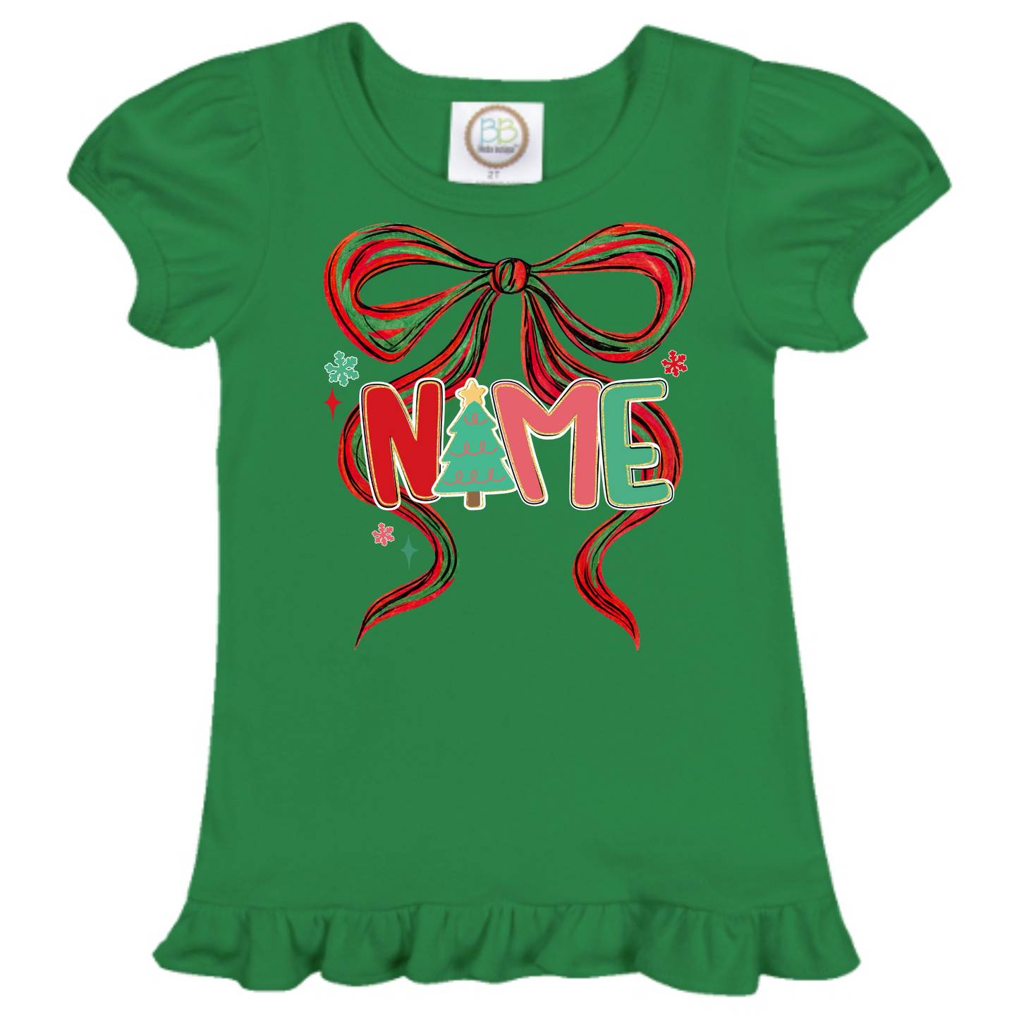 Christmas Custom Name Ruffle Tee🎄