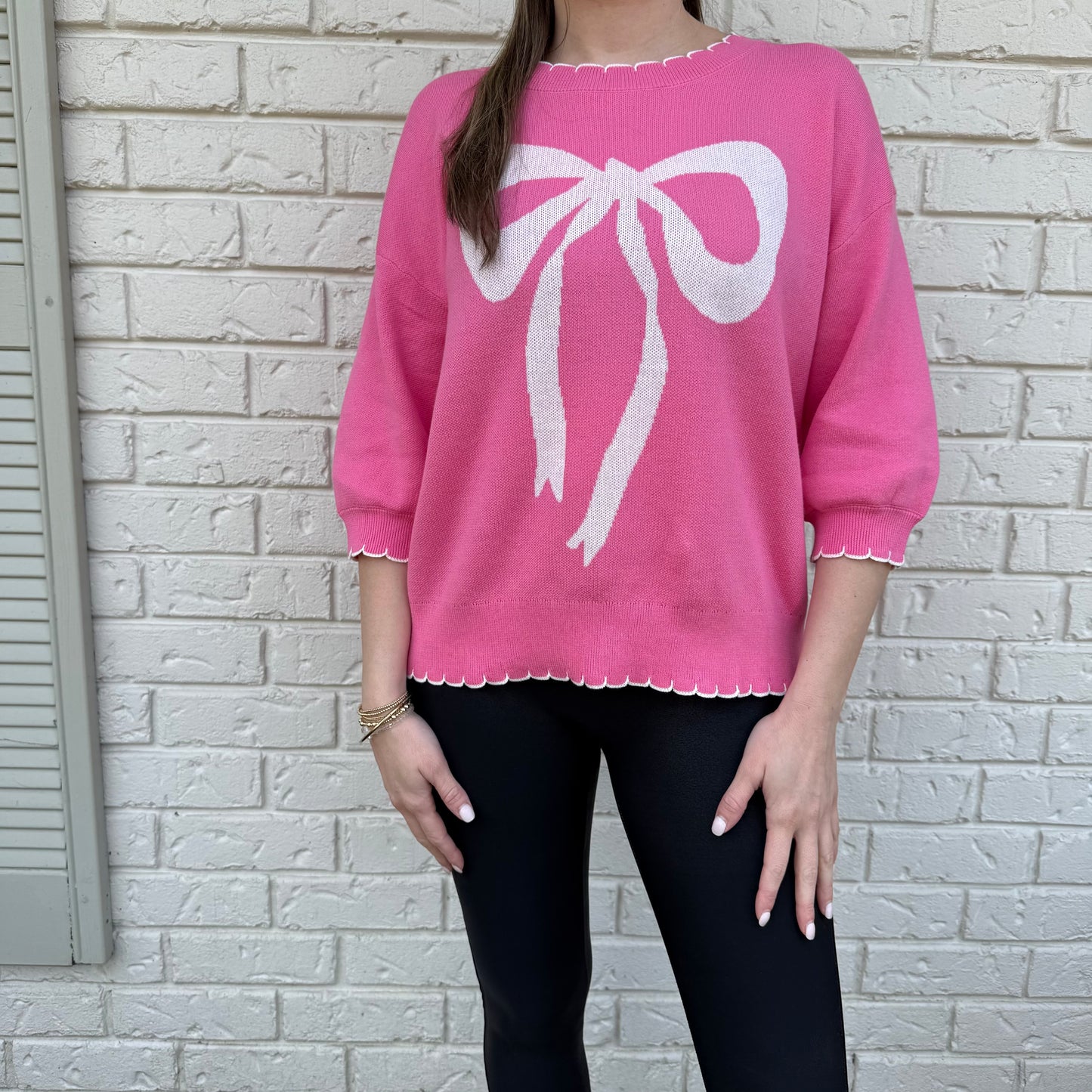 The Pretty in Pink Bow Sweater