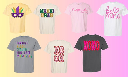 🎭💘 Mystery Mardi Gras + Valentine Comfort Colors Tee Bundle 💘🎭