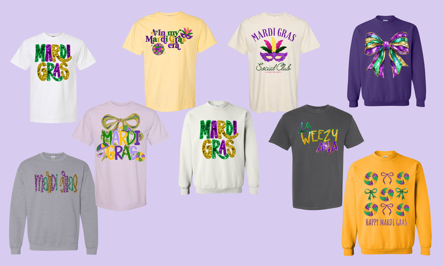 🎭 Mystery Mardi Gras Tee + Sweatshirt Bundle 🎭
