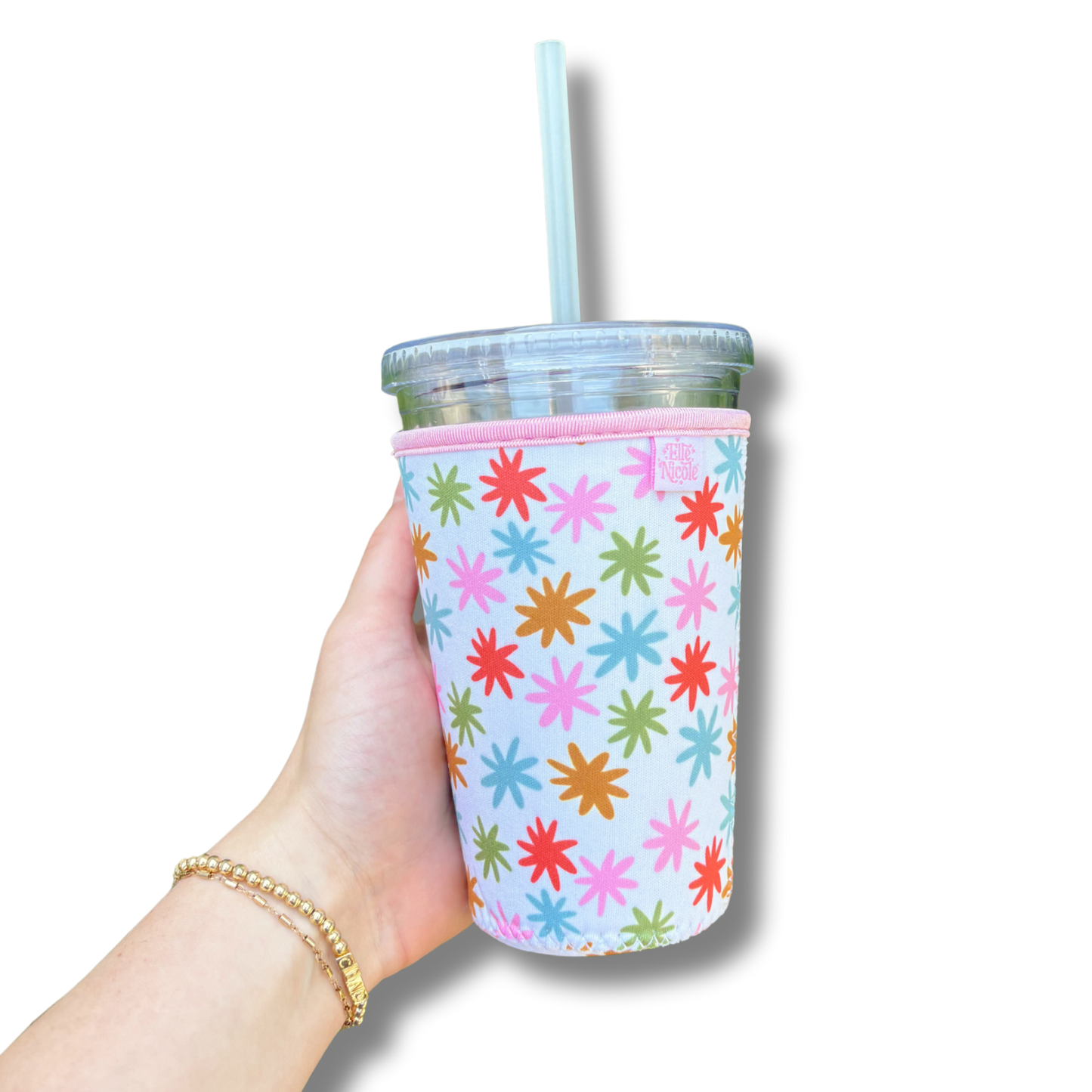 Coffee Cup Cover - Rainbow Stars - Iced Drink Sleeve