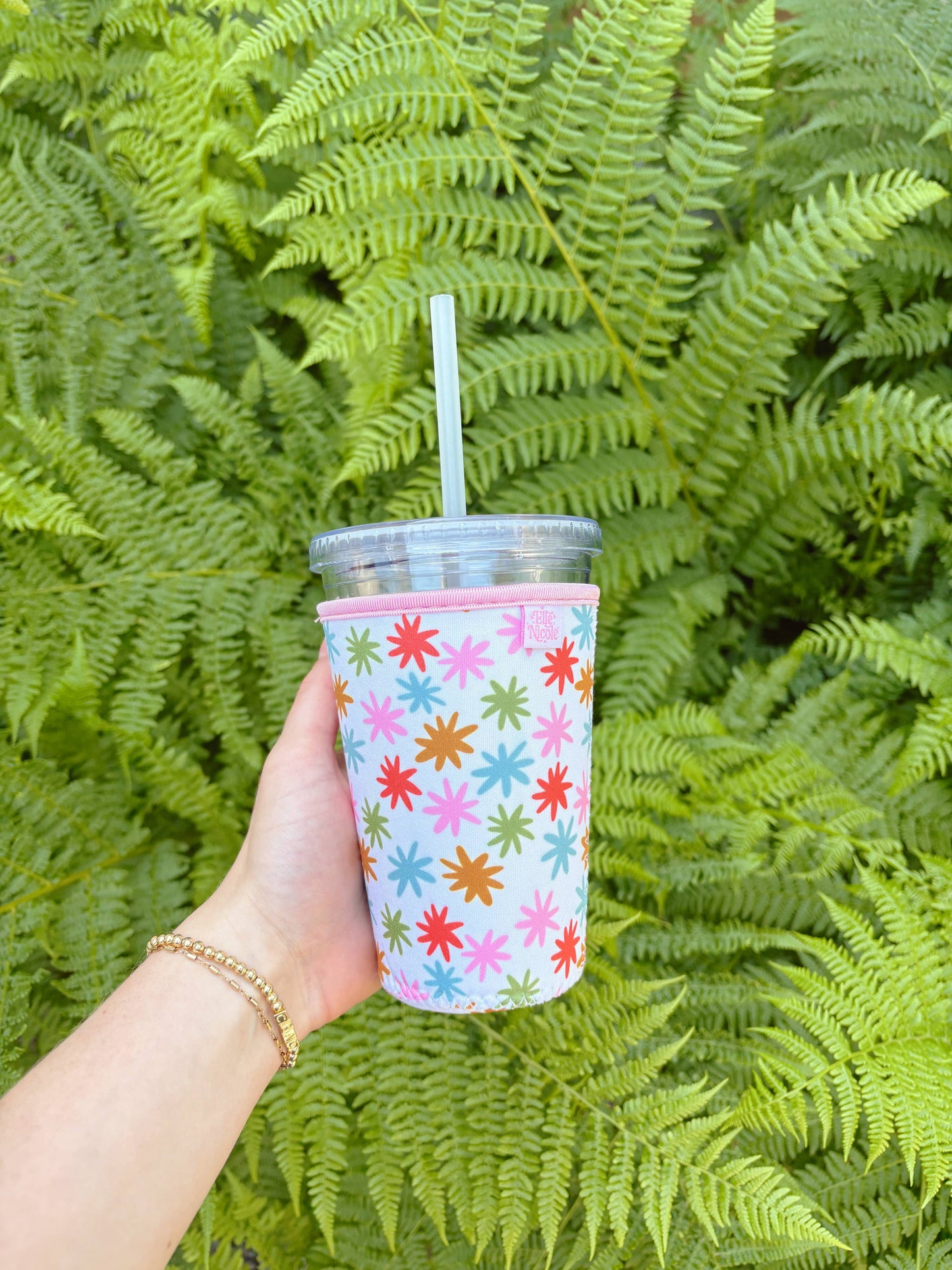 Coffee Cup Cover - Rainbow Stars - Iced Drink Sleeve